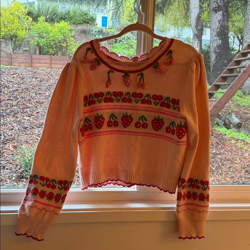 Loveshackfancy Strawberry/Cherry Patterned Sweater - image 2